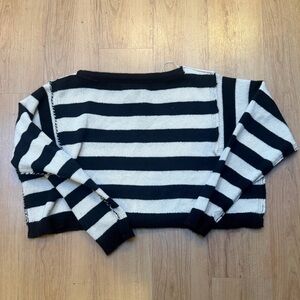 Double Zero Black & White Striped Boatneck Sweater